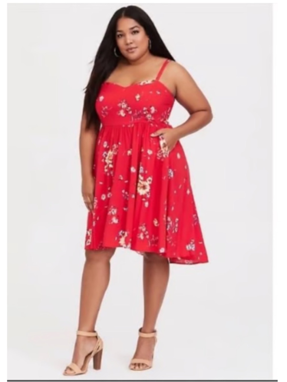 Torrid Red Floral Tank Challis Dress Size 2